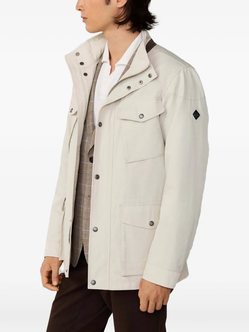 Hackett Velospeed Buttoned Jacket In Neutral