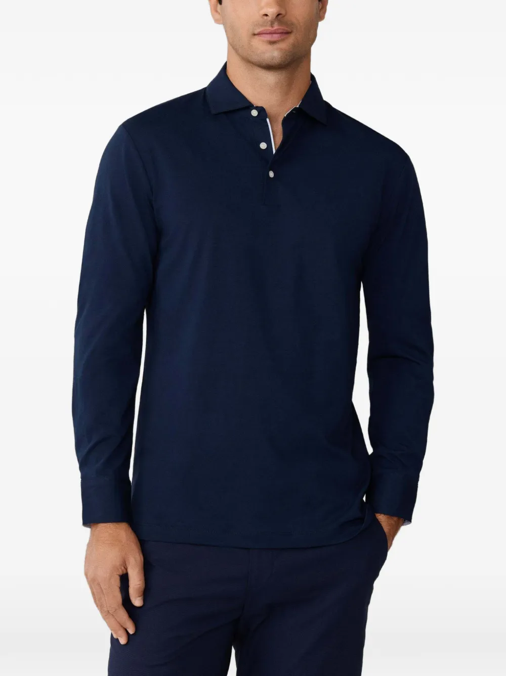 Hackett Long-sleeve Polo Shirt In Blue