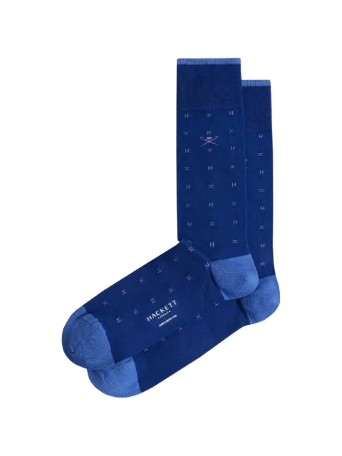 Hackett London logo-patterned contrast-trim socks