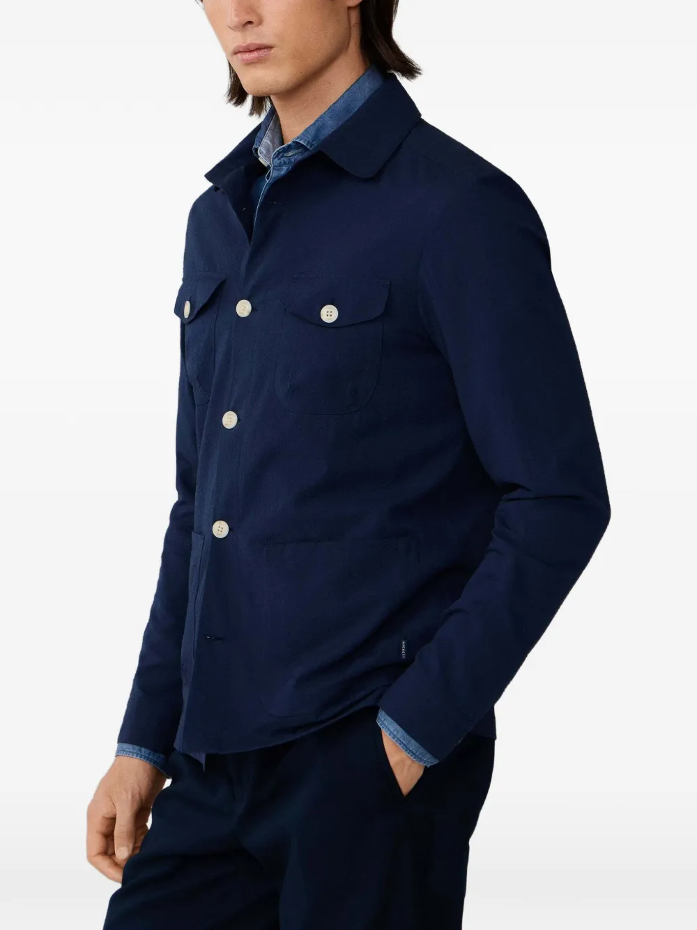 Hackett Seersucker Jacket In Blue