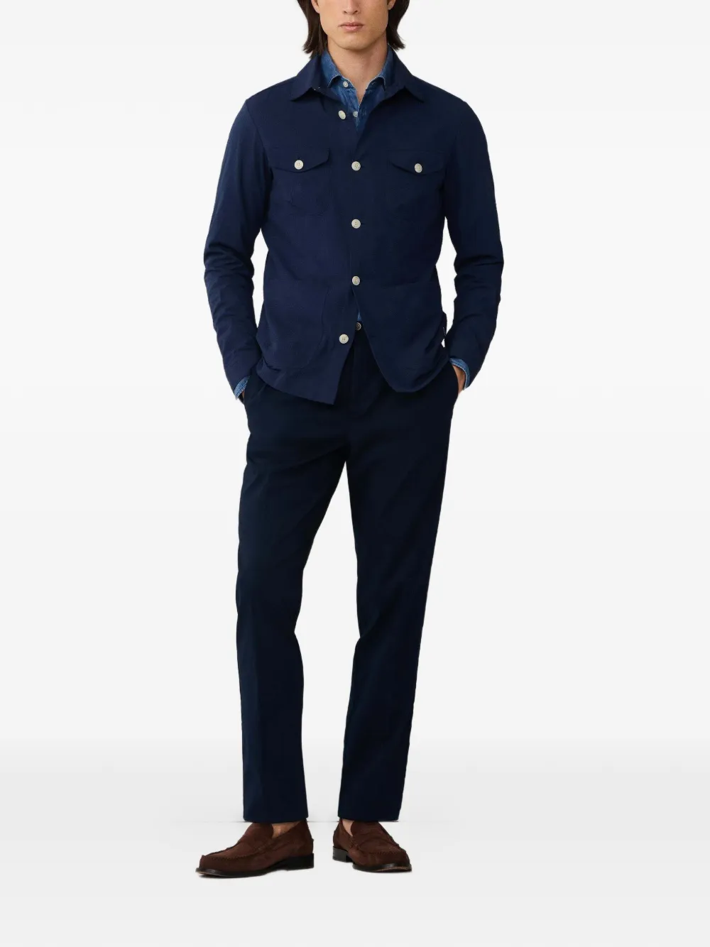 Hackett Seersucker Jacket In Blue