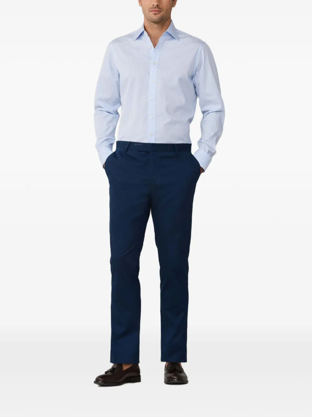 Hackett London Gestreept button-down overhemd van katoen Blauw