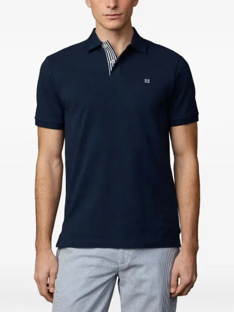 Hackett London polo à bords rayés et logo brodé