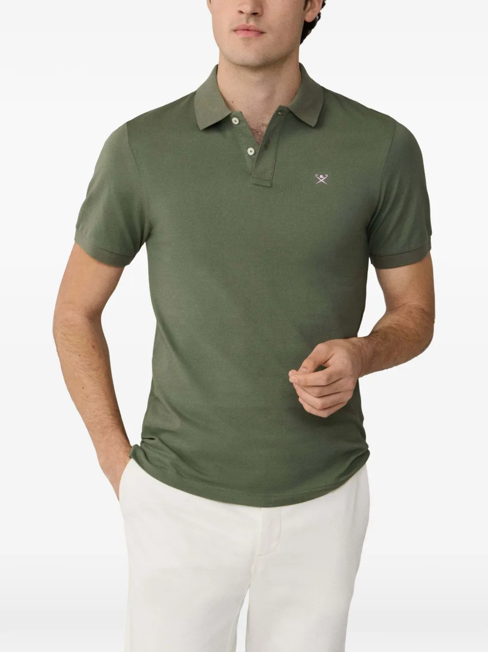 Hackett Logo-embroidered Polo Shirt In Green
