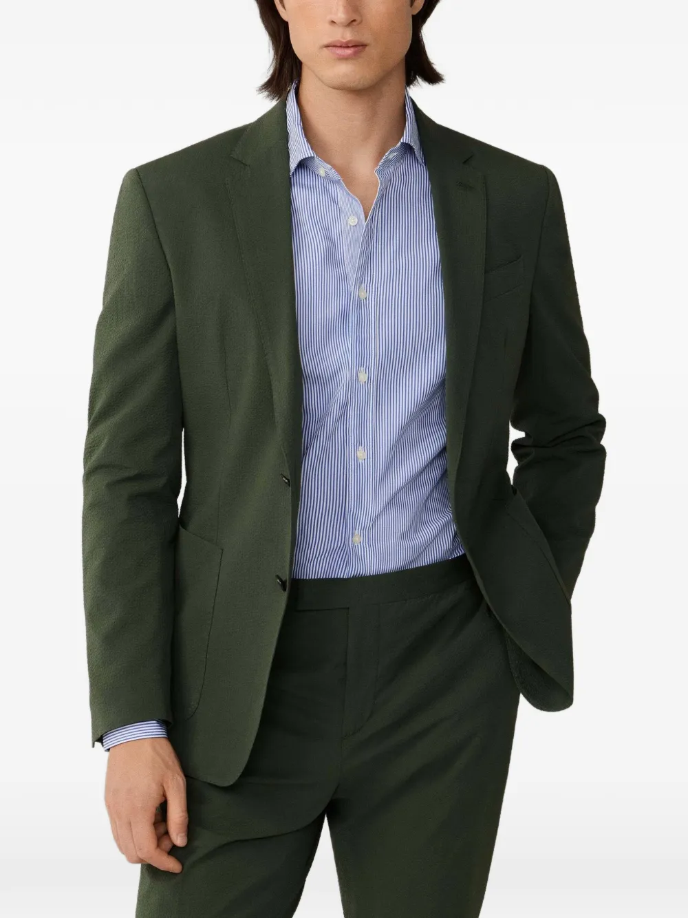 Hackett London seersucker patch-pocket jacket | Green | Image 1