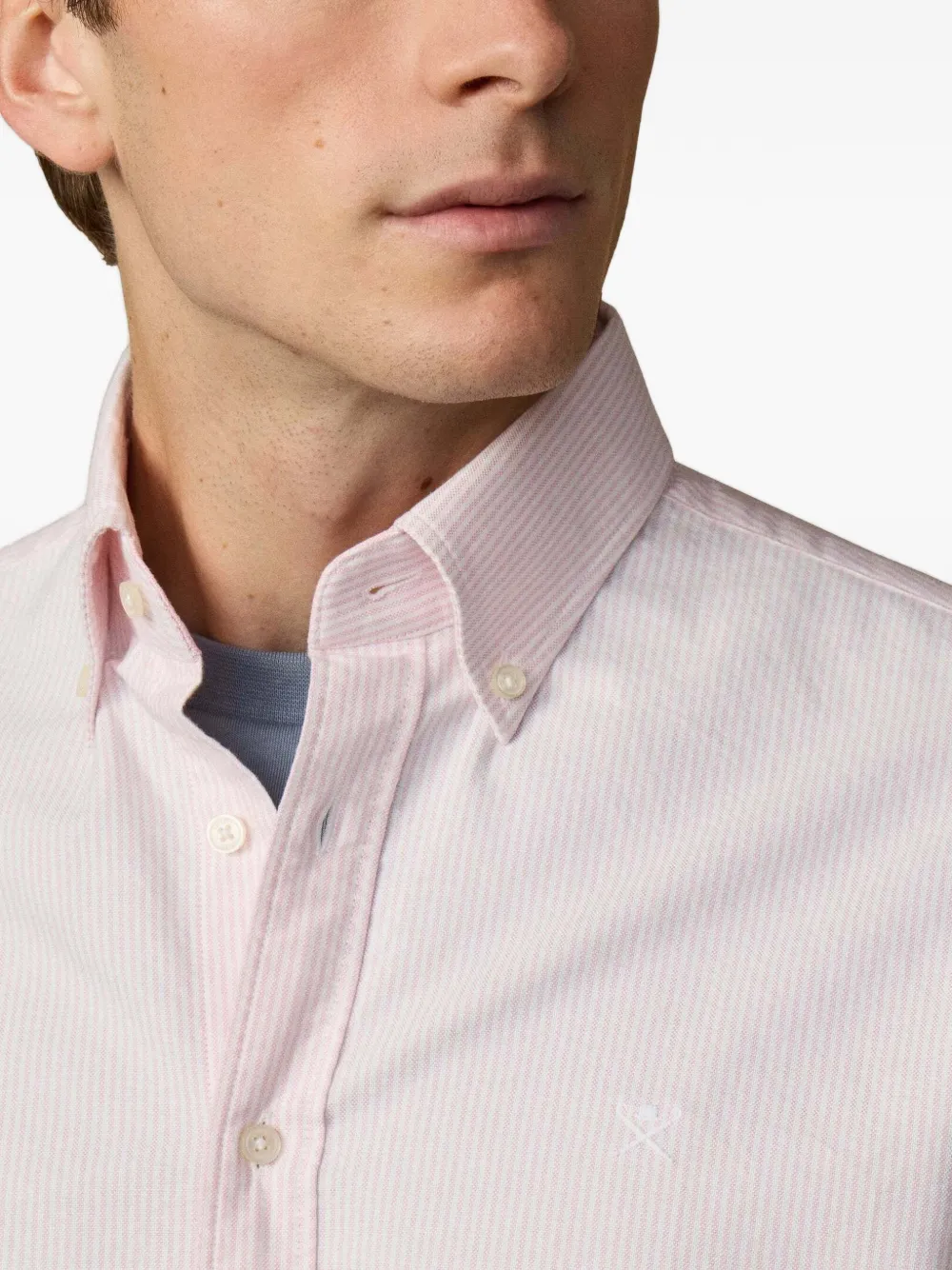 Hackett London Katoenen overhemd met strepen Roze