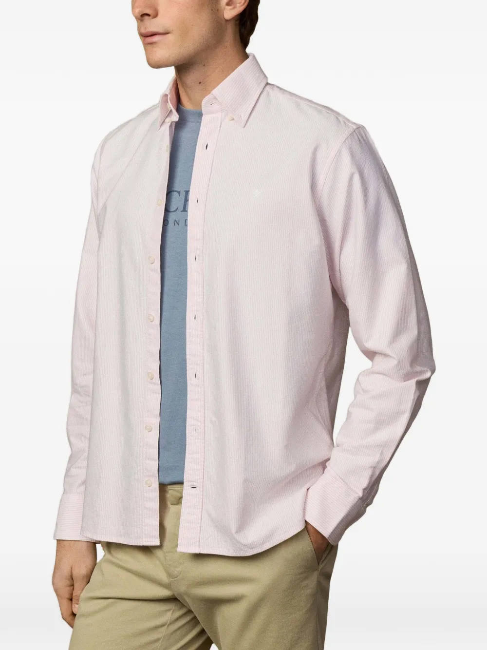Hackett London Katoenen overhemd met strepen Roze