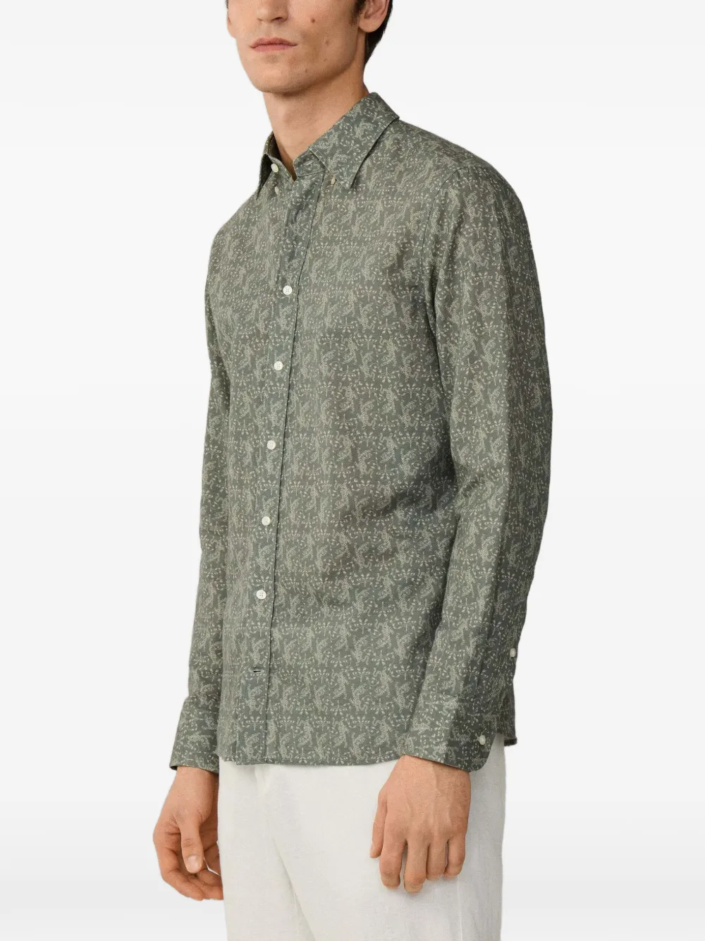 Hackett London Overhemd met Kent-kraag en tijgerprint Groen