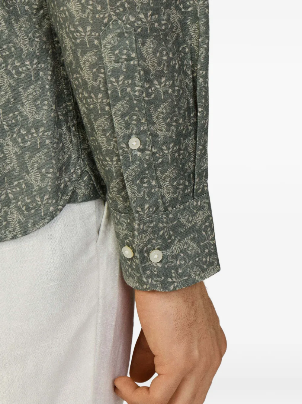 Hackett London Overhemd met Kent-kraag en tijgerprint Groen
