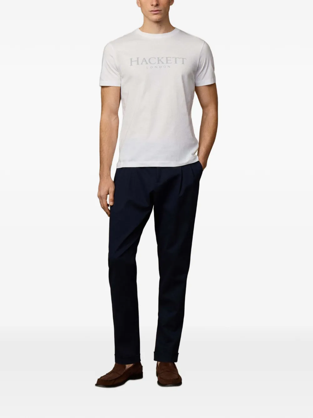 Hackett Logo-print Jersey T-shirt In White