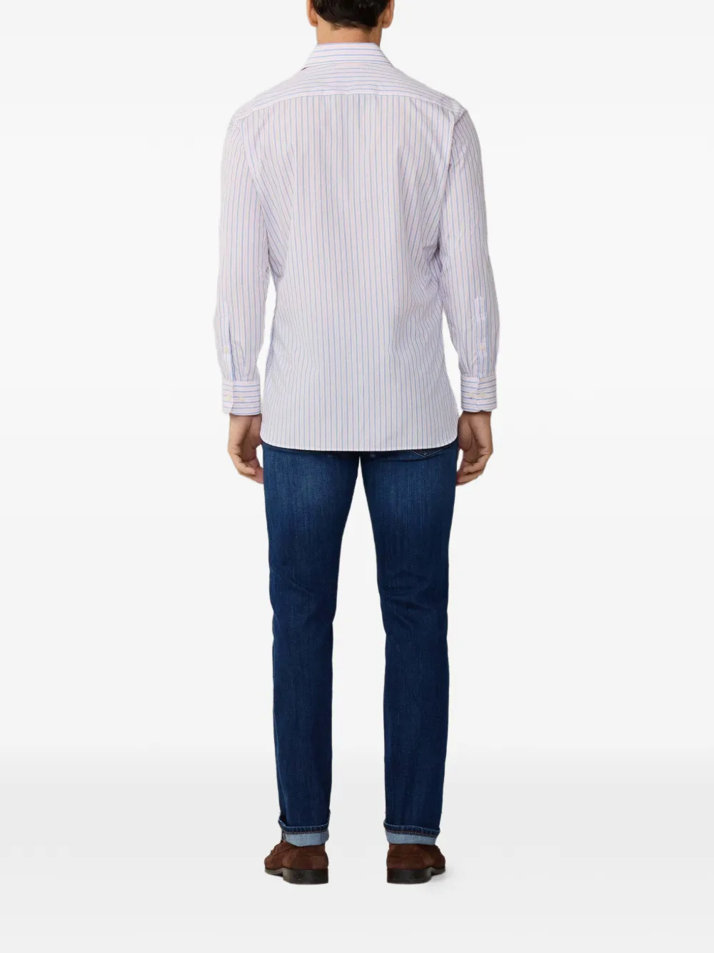 Hackett London Overhemd met lange mouwen en streep Roze