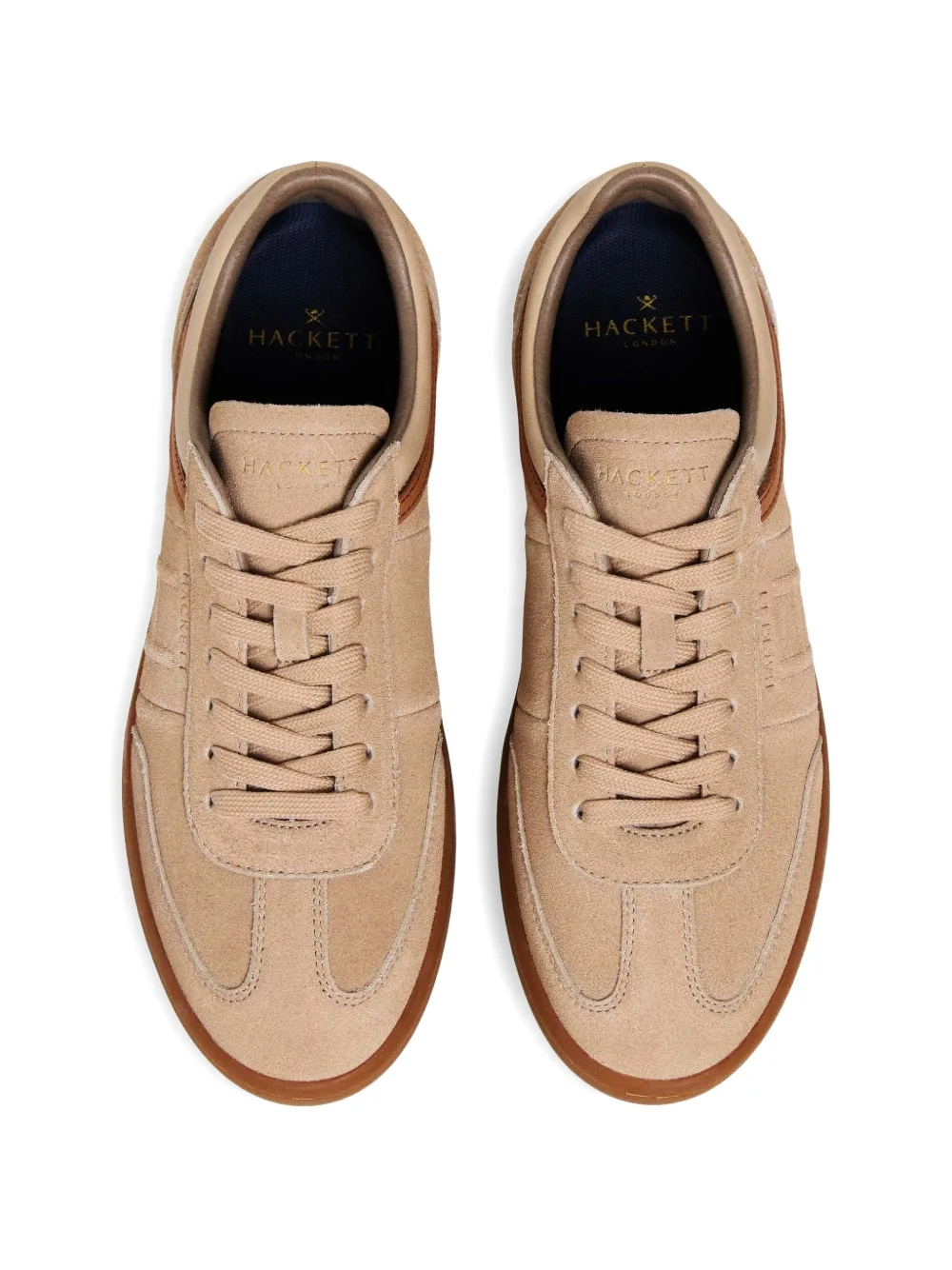 Hackett London Beck Ivys suède sneakers met logopatch Beige