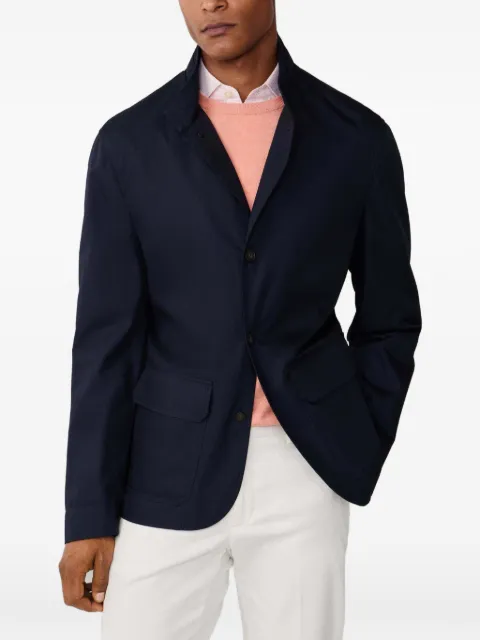 Hackett London water-resistant stand-collar single-breasted cotton blazer