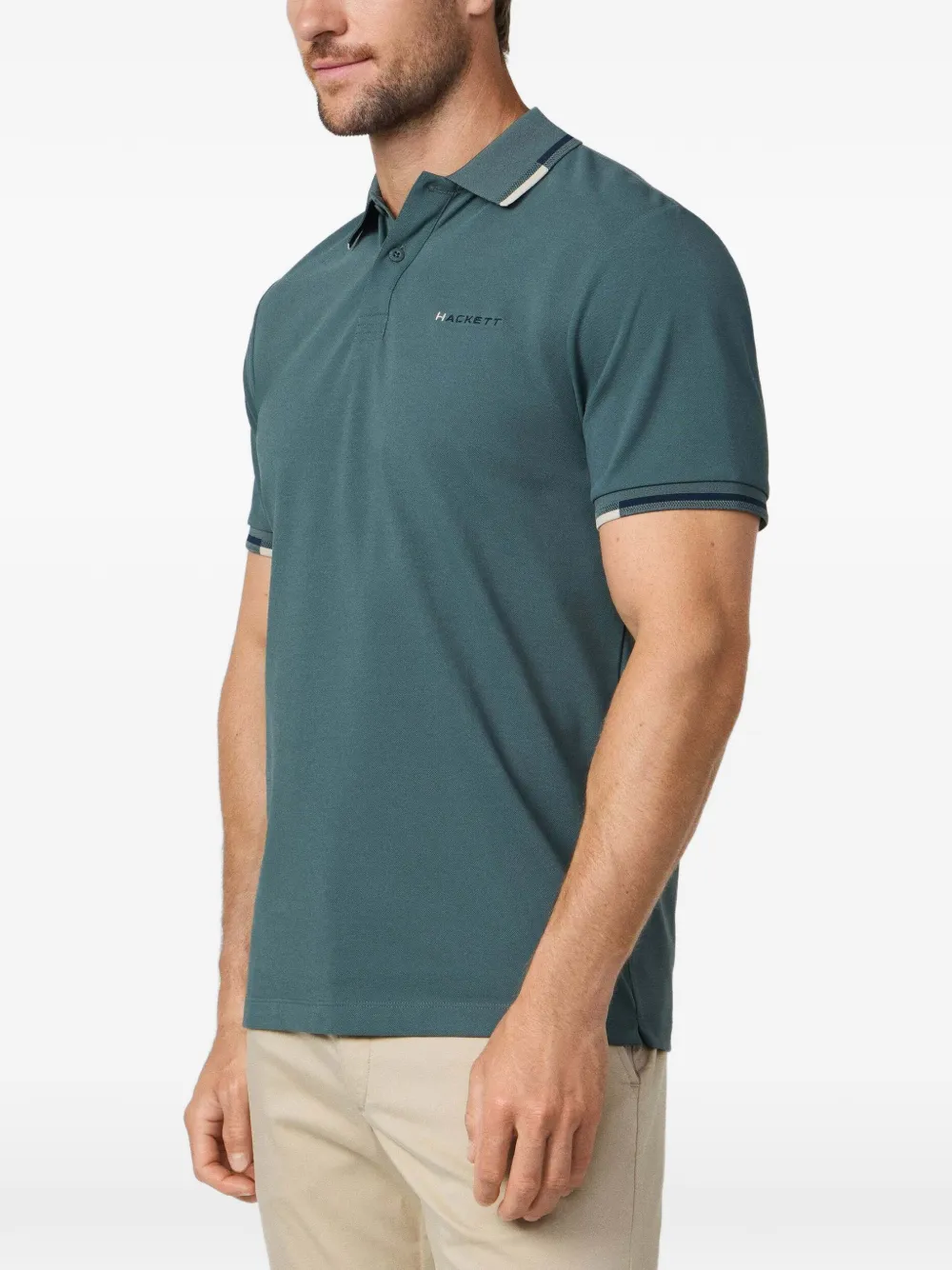 Hackett London Poloshirt met jacquard Groen