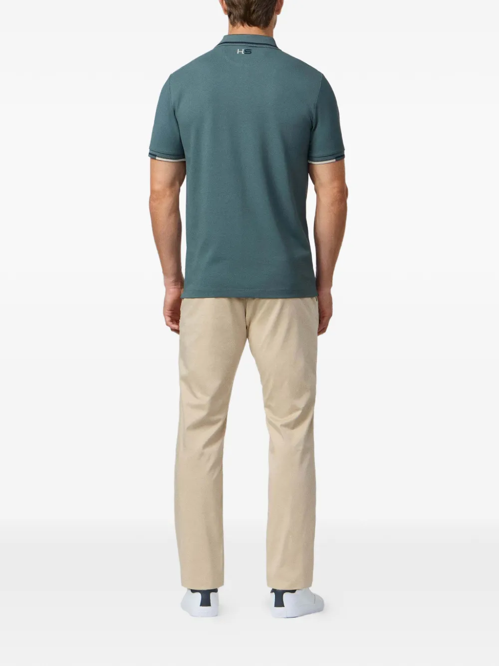 Hackett London Poloshirt met jacquard Groen