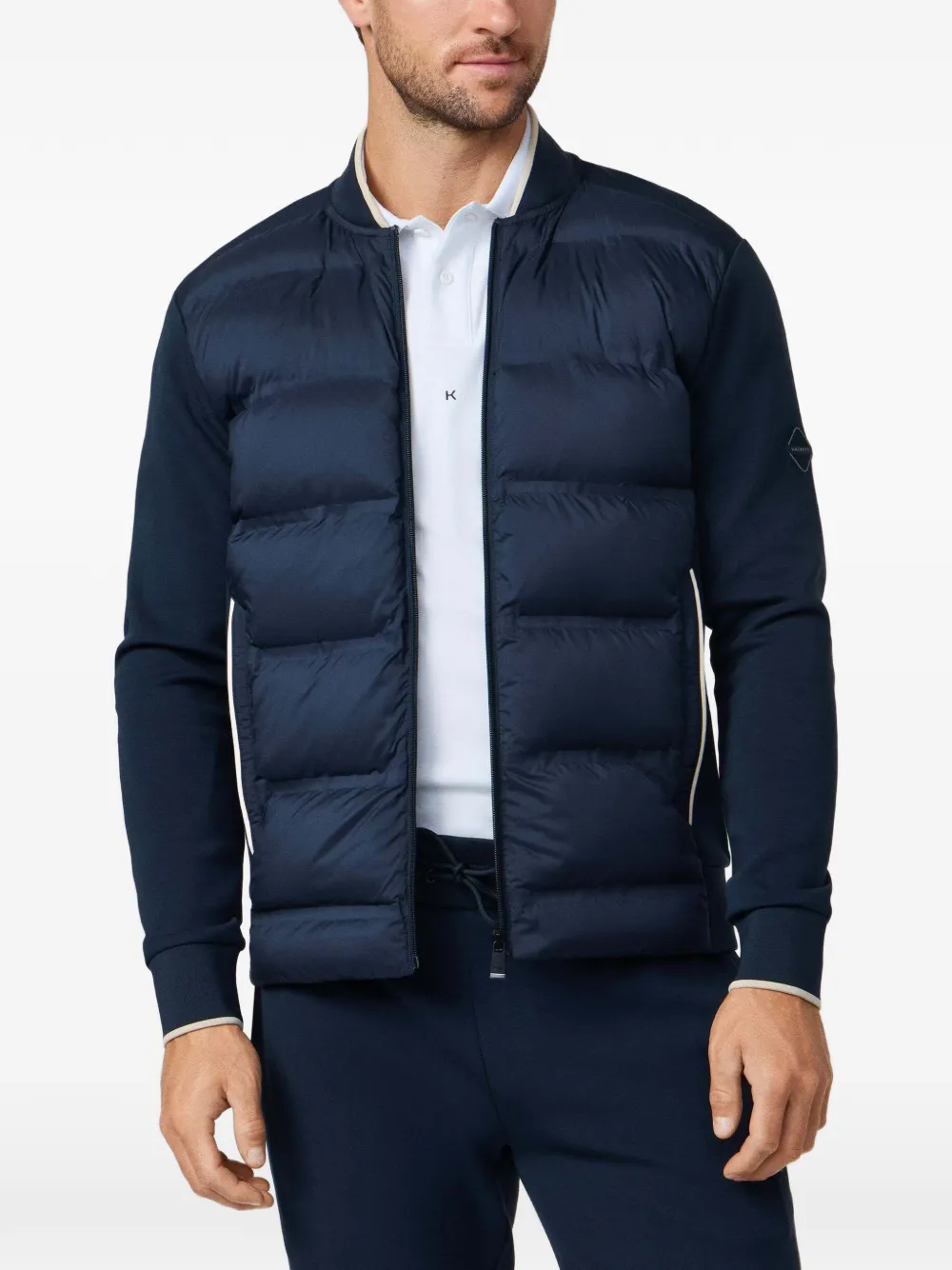 Hackett Quilted Hybrid Bomber Jacket In Brown