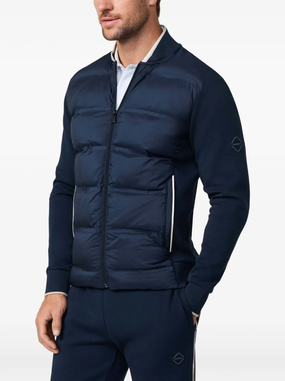 Hackett London Hybride gewatteerd bomberjack Blauw