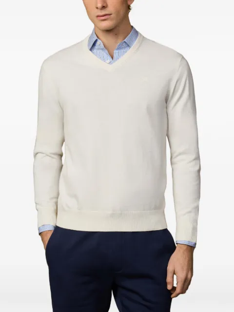 Hackett London V-neck embroidered-logo sweater
