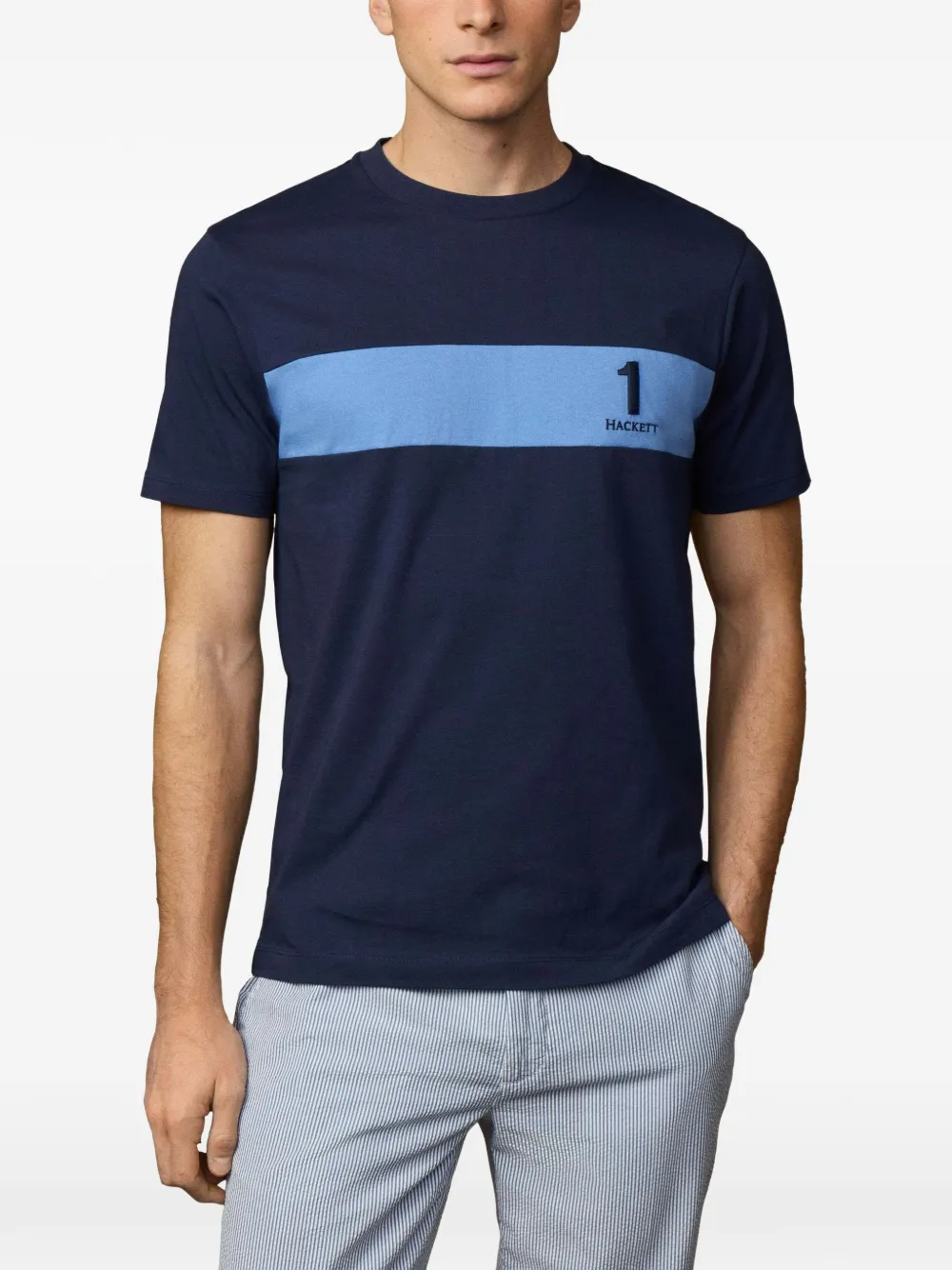 Hackett Colour-block Panel T-shirt In Blue