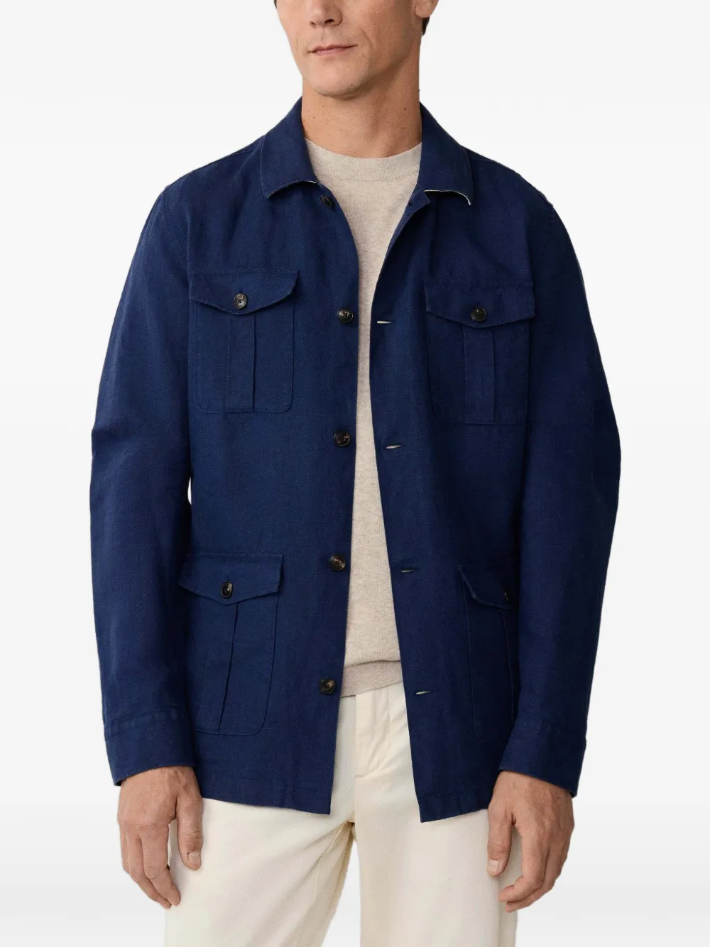 Hackett London patch-pocket overshirt | Blue | Image 1