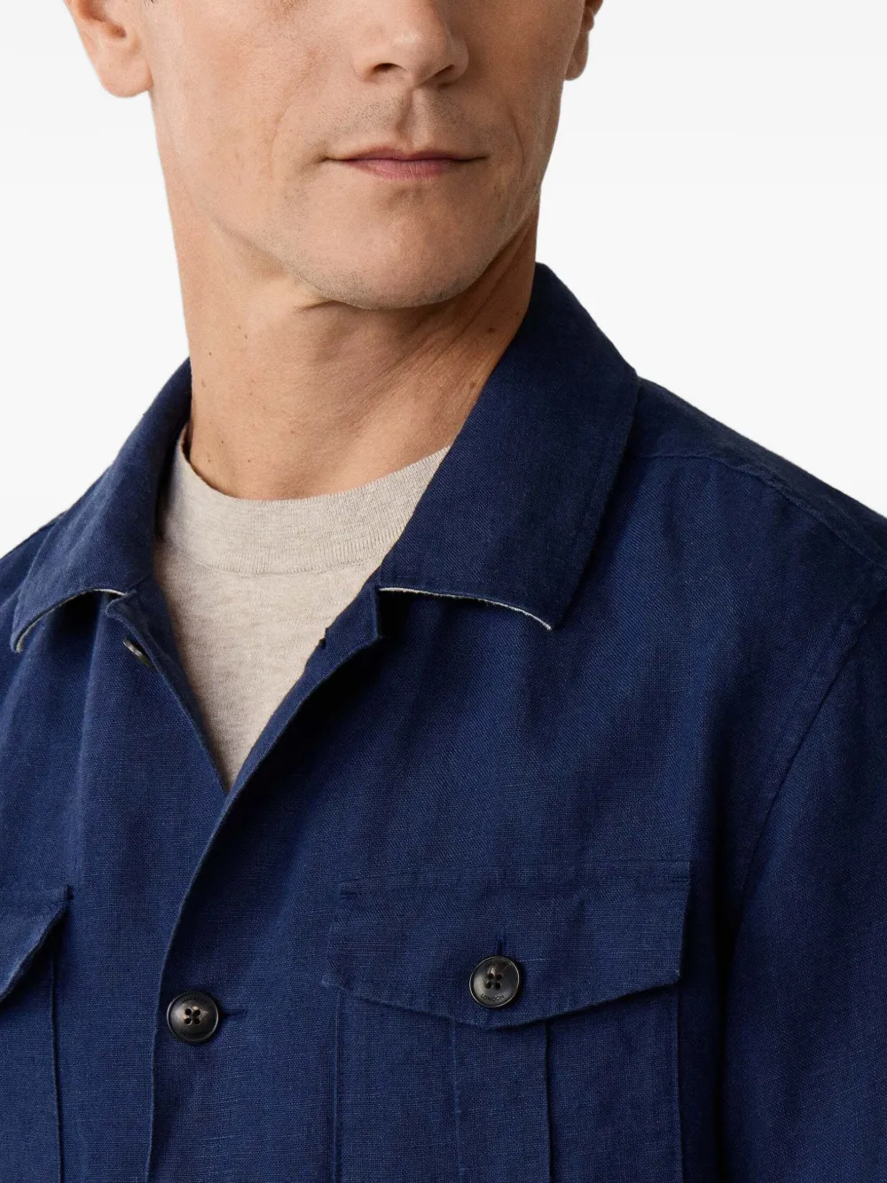 Hackett Patch-pocket Overshirt In Blue