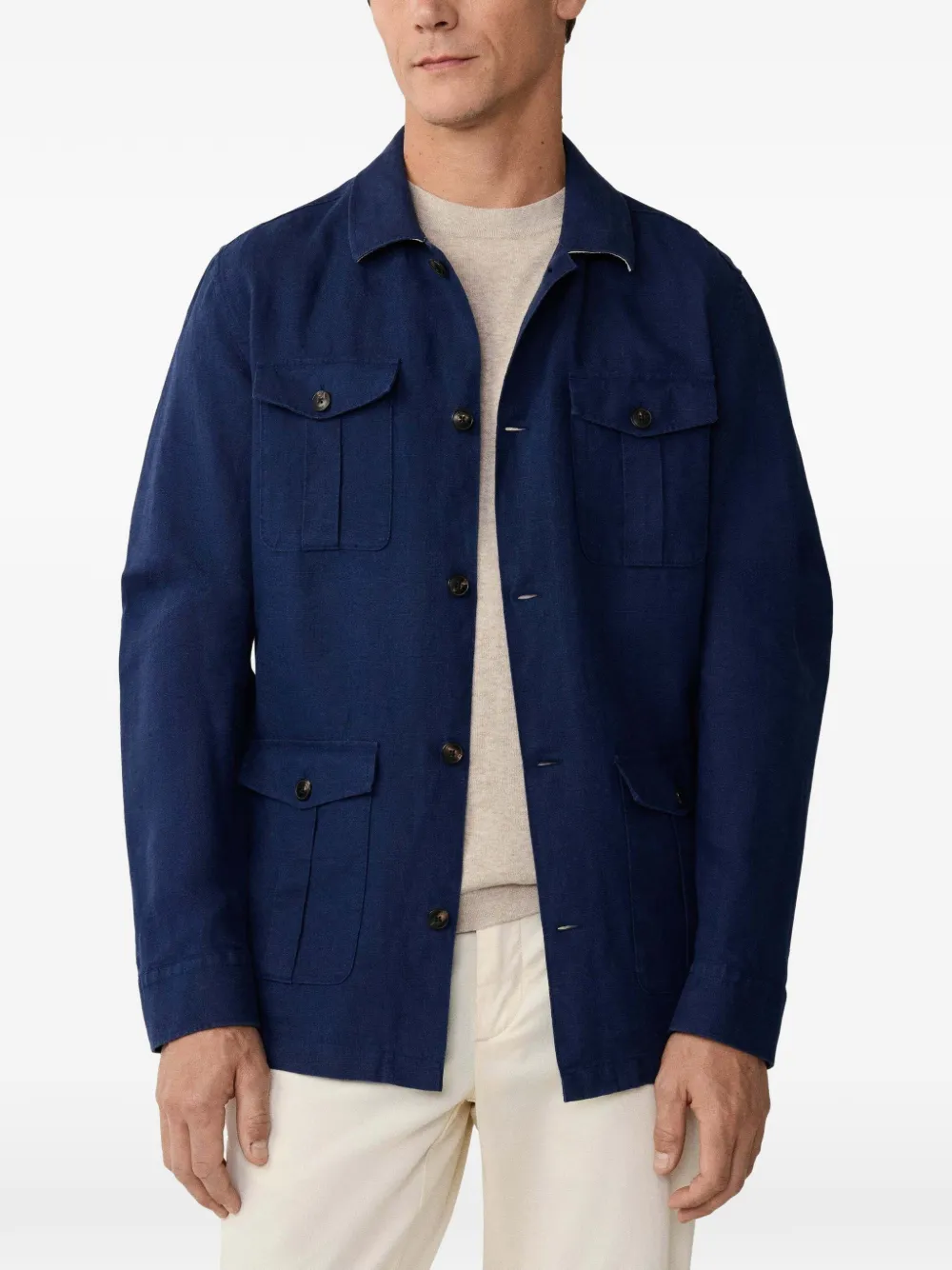 Hackett Patch-pocket Overshirt In Blue