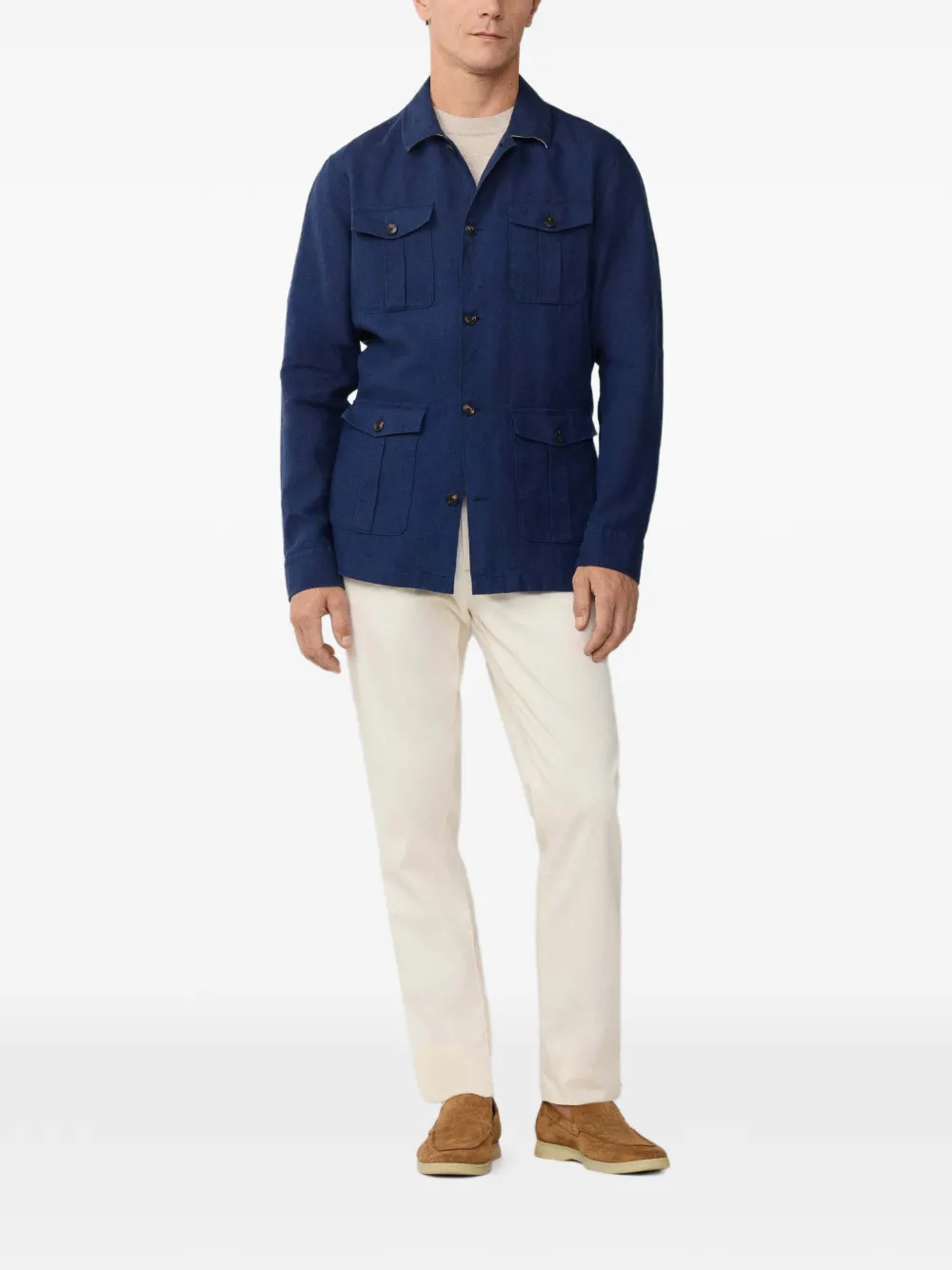 Hackett Patch-pocket Overshirt In Blue