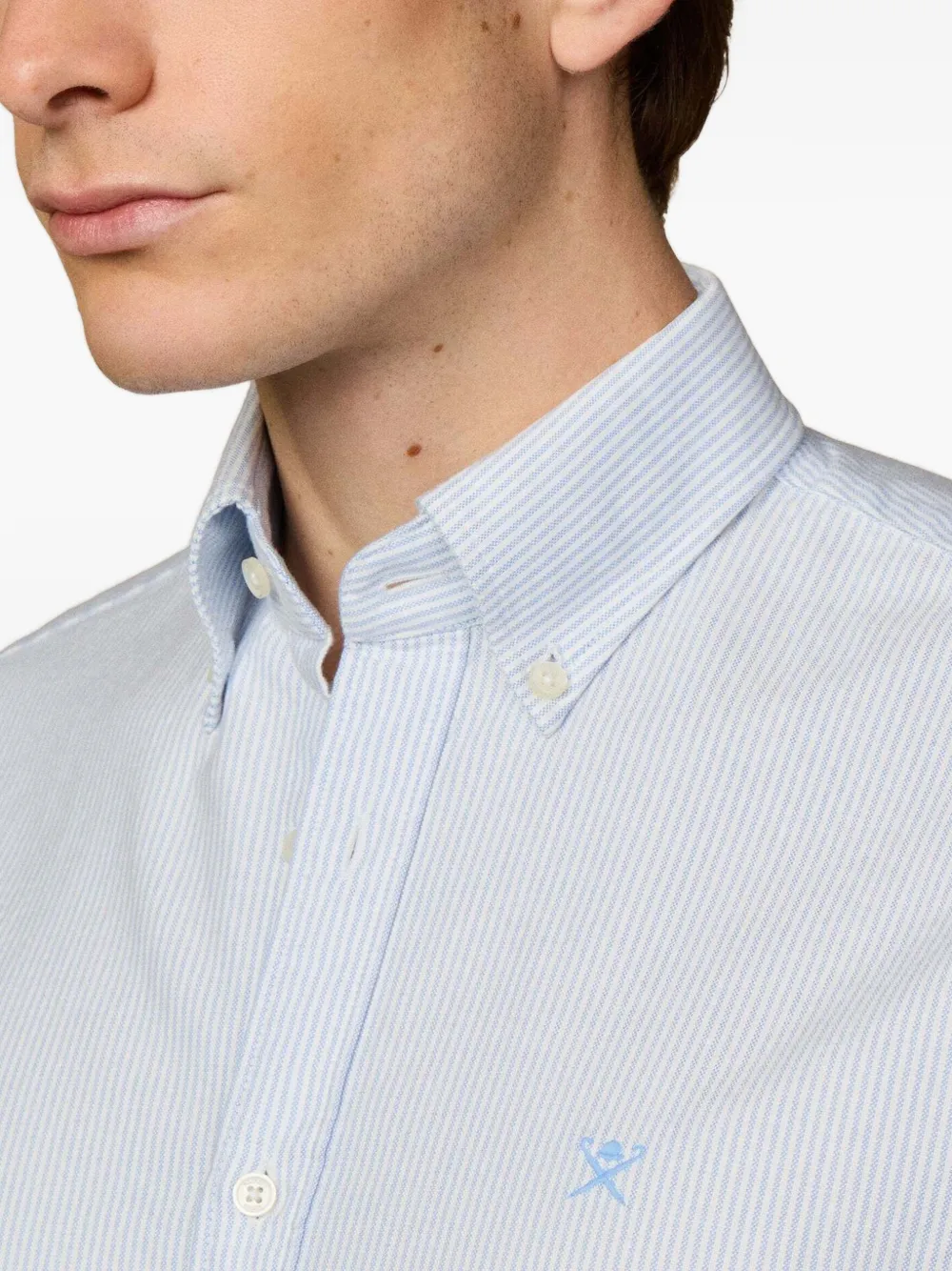 Hackett London Katoenen overhemd met strepen Blauw