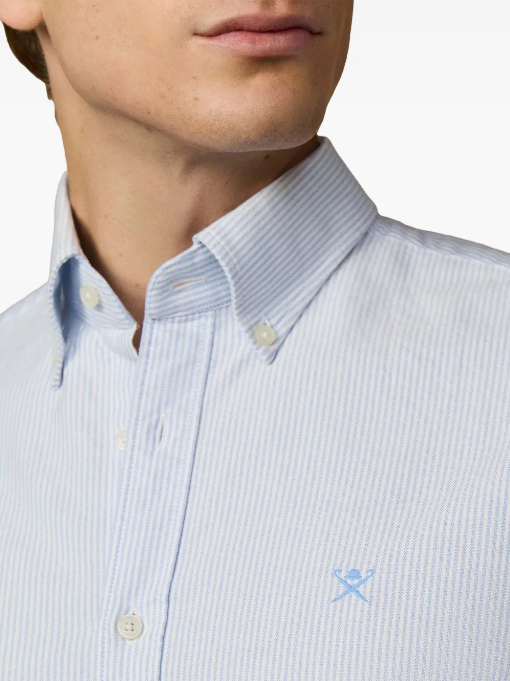 Hackett London Katoenen overhemd met strepen Blauw