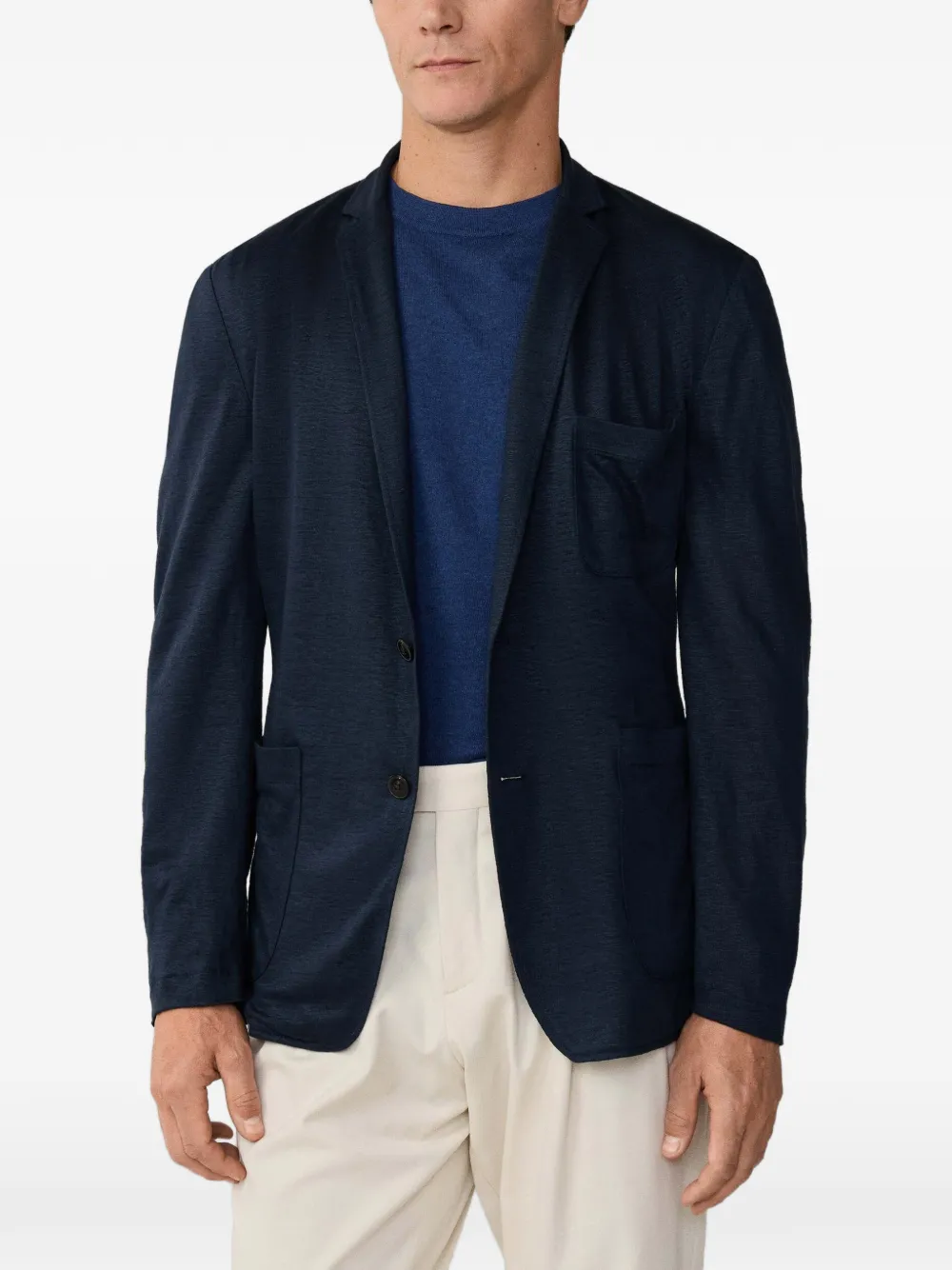 Hackett London Blazer met opgestikte zak en gekerfde revers Blauw