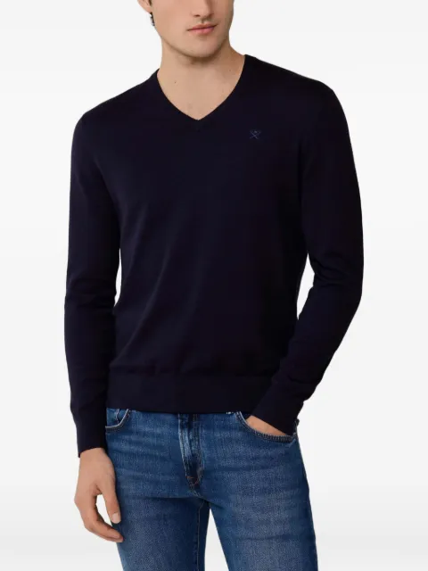 Hackett London embroidered-detail V-neck sweater