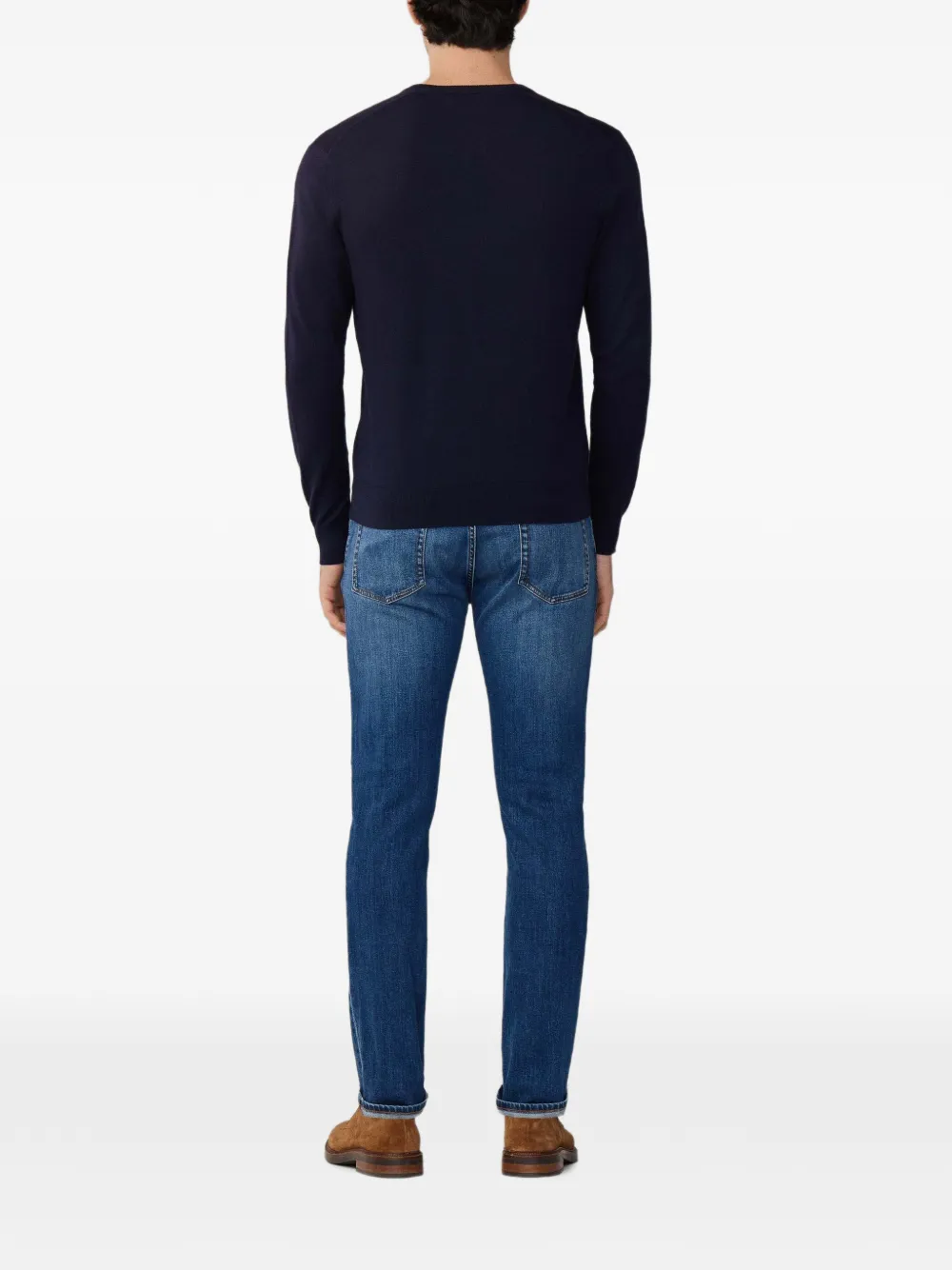 Hackett London Sweater met geborduurd detail en V-hals Blauw