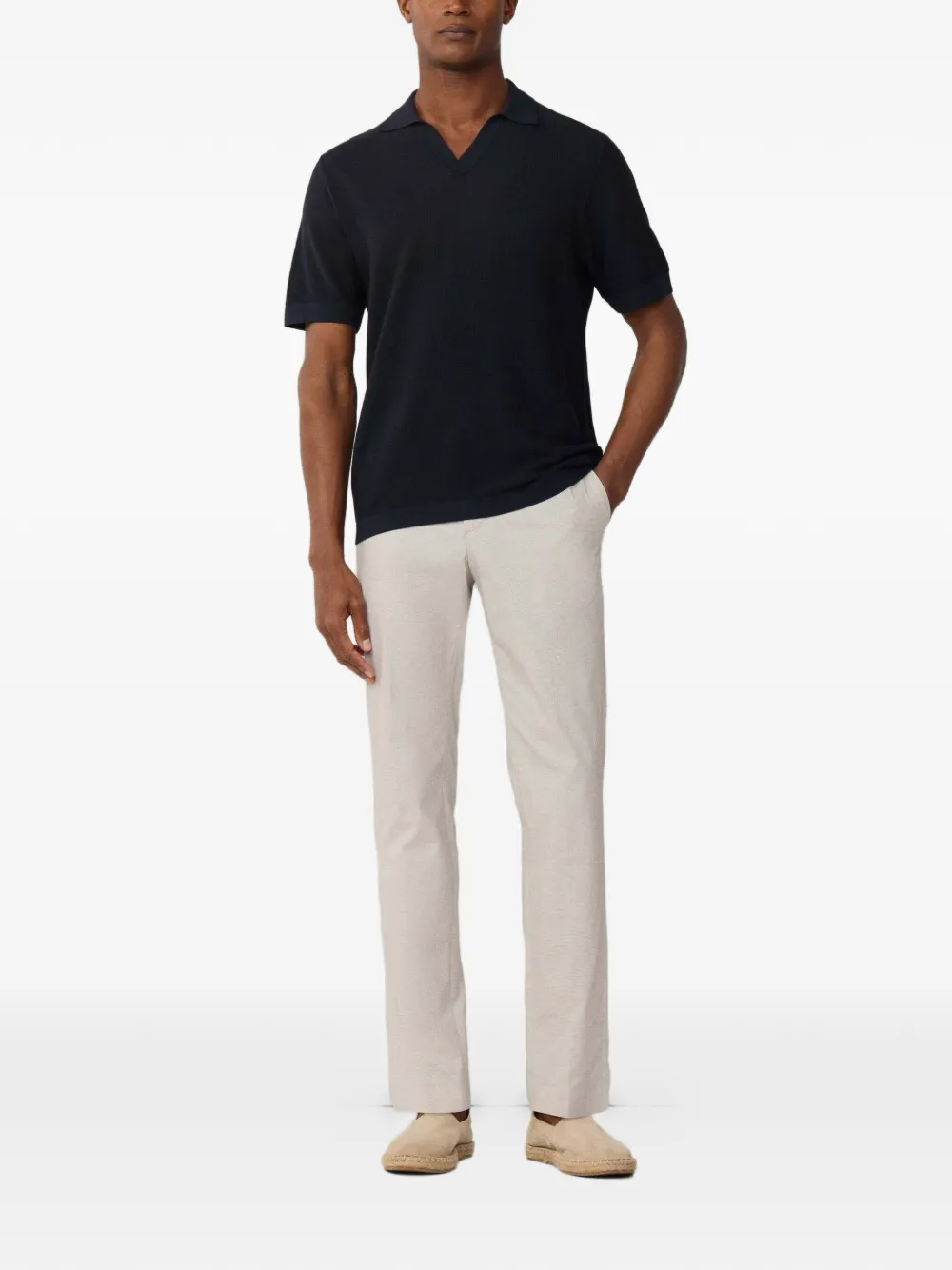 Hackett Textured-knitted T-shirt In Blue