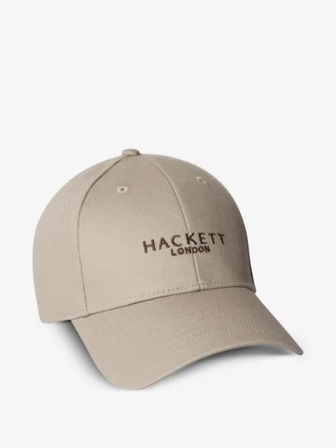 Hackett London basebollkeps med broderad logotyp och läderrem