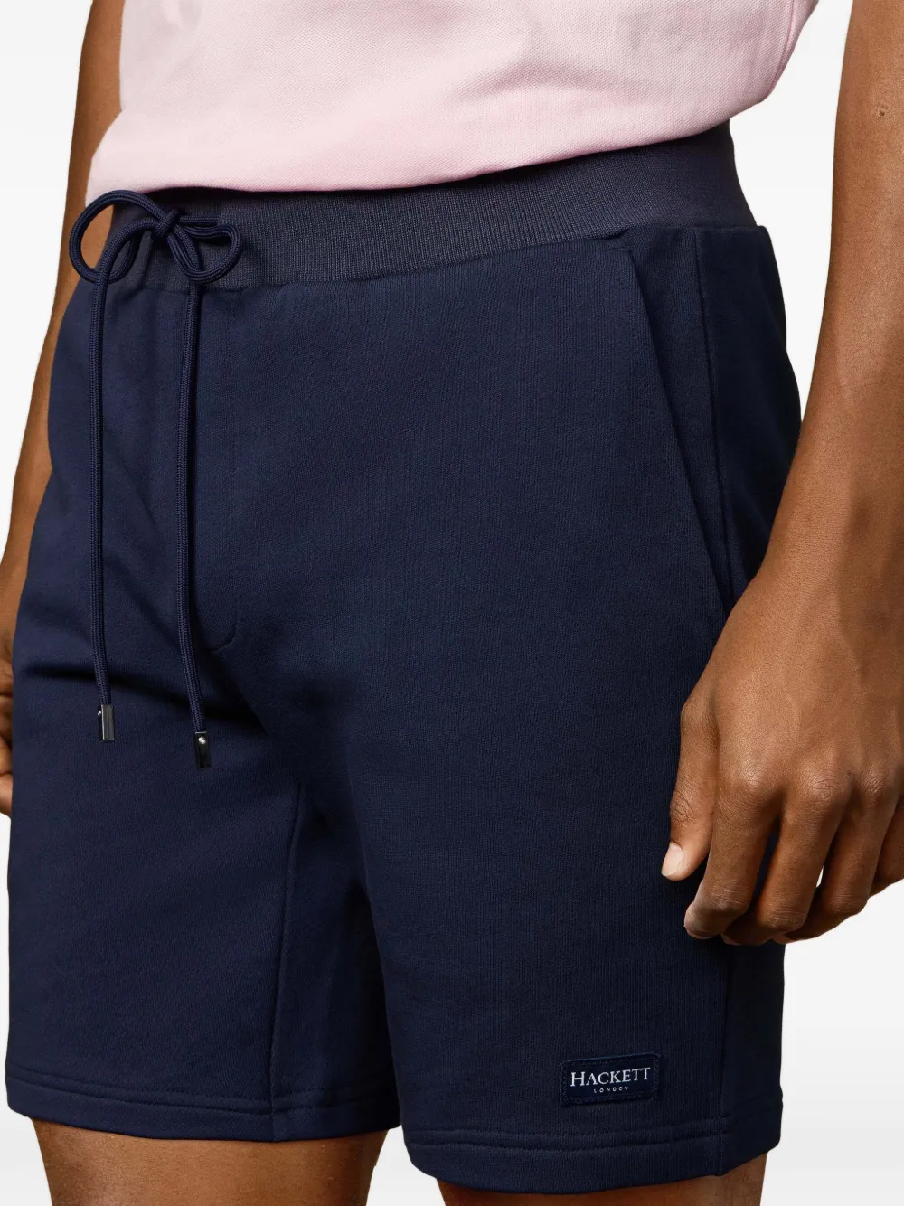 Hackett Logo-patch Drawstring Shorts In Blue