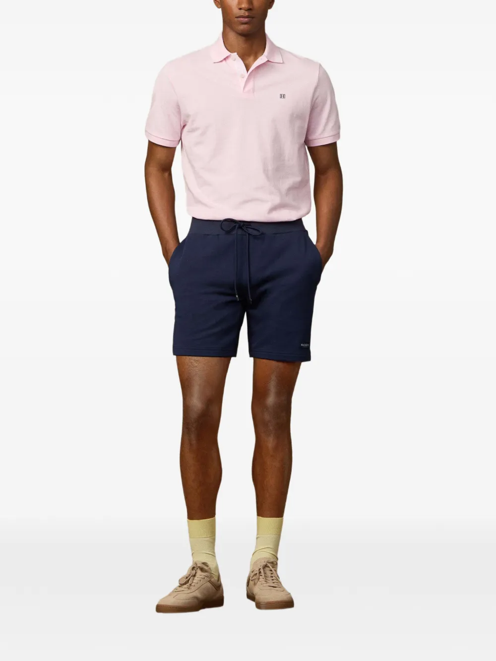 Hackett Logo-patch Drawstring Shorts In Blue