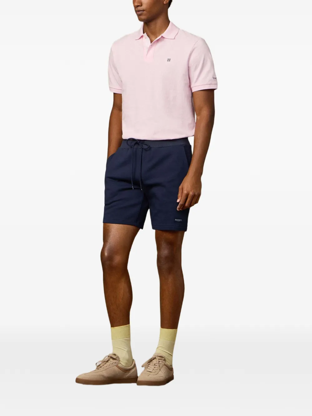 Hackett Logo-patch Drawstring Shorts In Blue