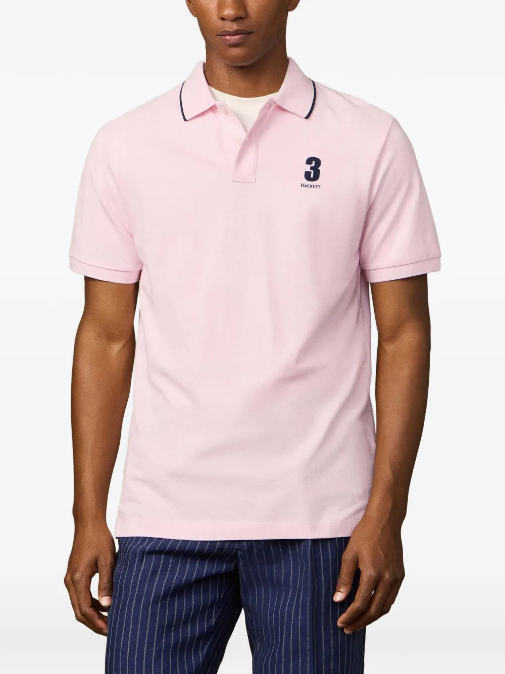 Hackett Heritage Tipped-trim Polo Shirt In Pink