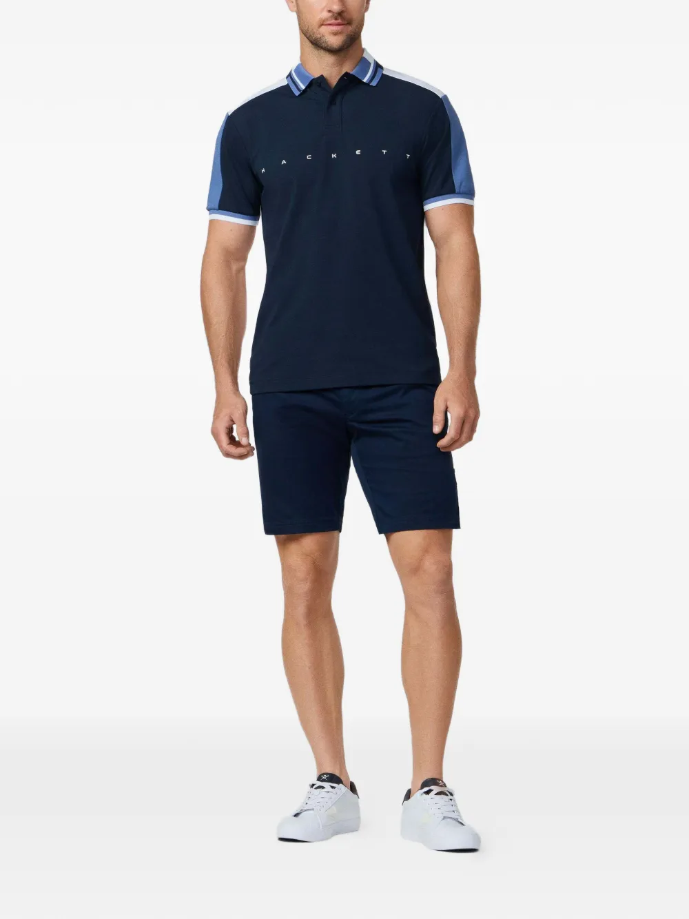 Hackett London Katoenen poloshirt met korte mouwen en logoprint Blauw