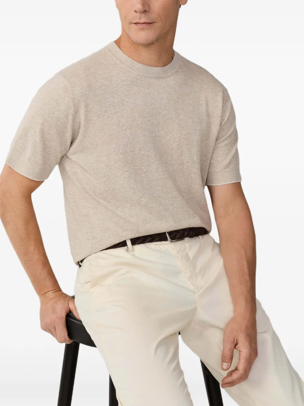 Hackett London Gebreid T-shirt Beige