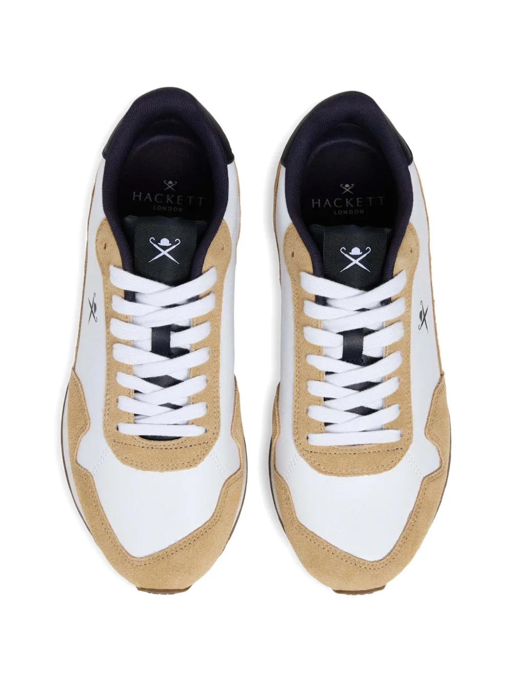 Hackett London Vector Plain sneakers met suède vlakken Beige