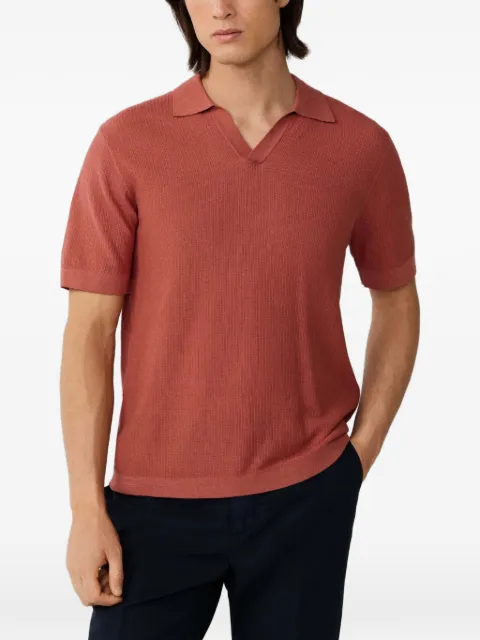 Hackett London Riviera-collar textured-knit polo shirt