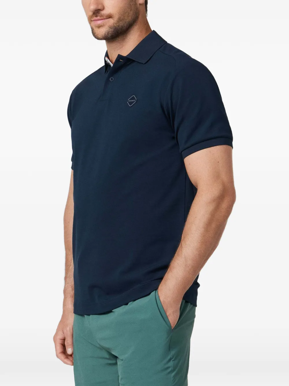 Hackett London Poloshirt met gestreept plakkaat Blauw