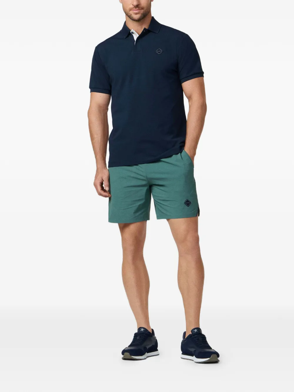 Hackett London Poloshirt met gestreept plakkaat Blauw