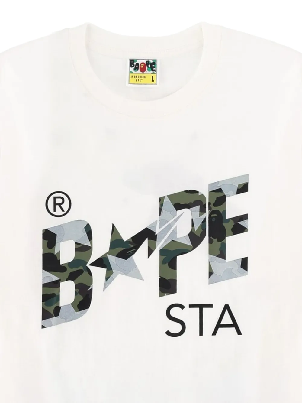 A BATHING APE Sta Overprint First Camo T-shirt Wit
