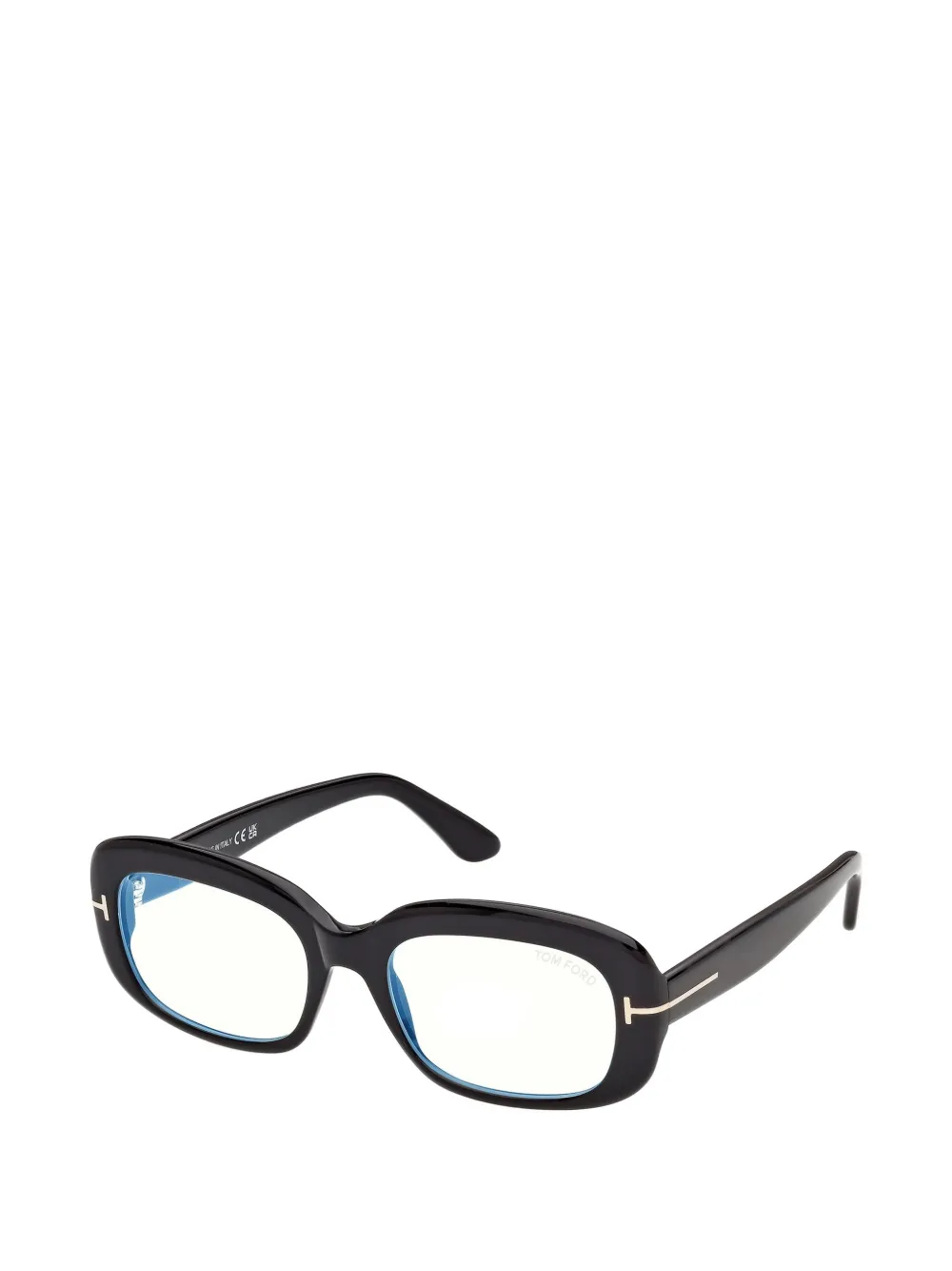 TOM FORD Eyewear Bril met rechthoekig montuur en T-logo Zwart