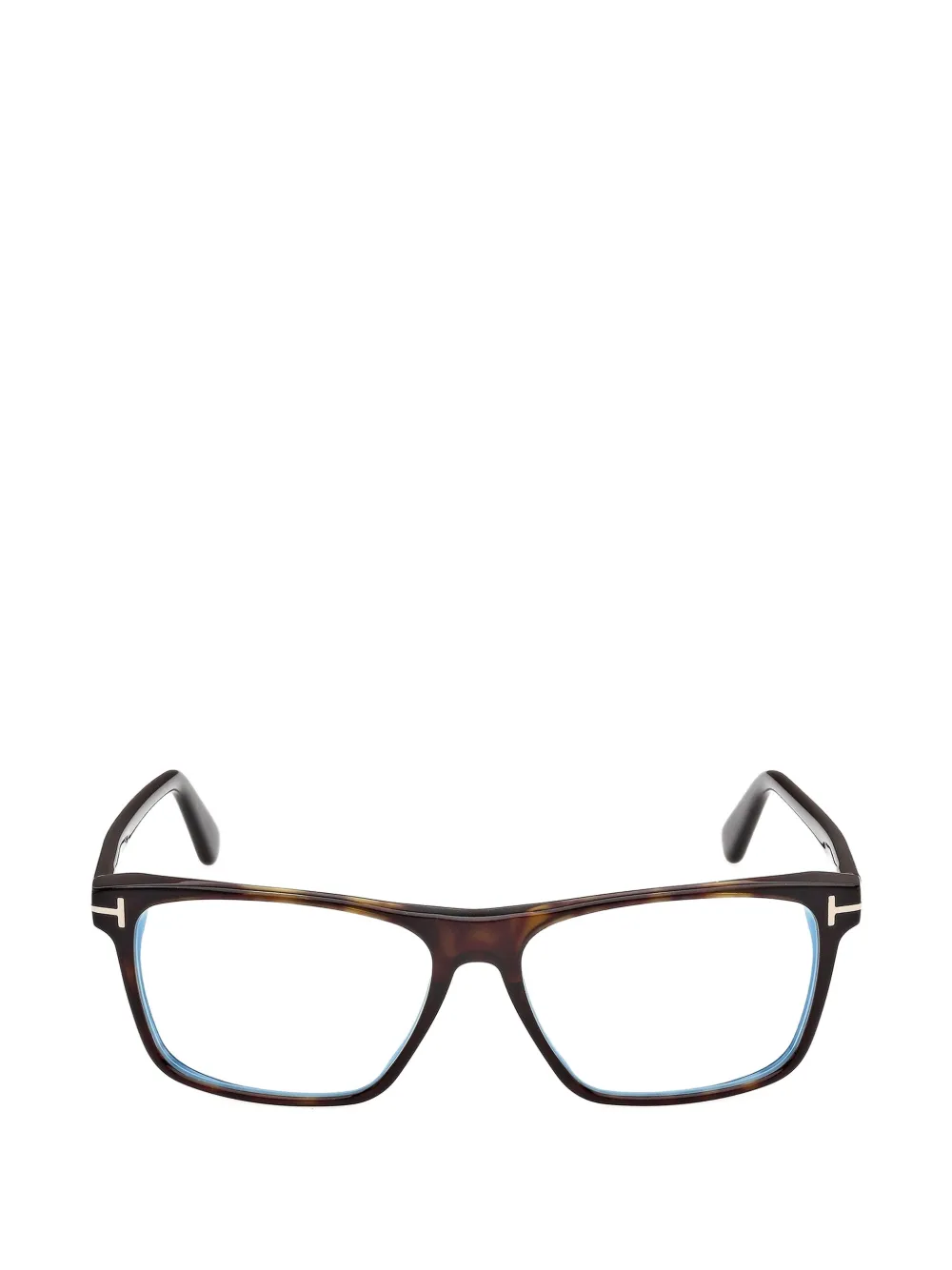 TOM FORD Eyewear T-logo rectangle-frame glasses - Marrone