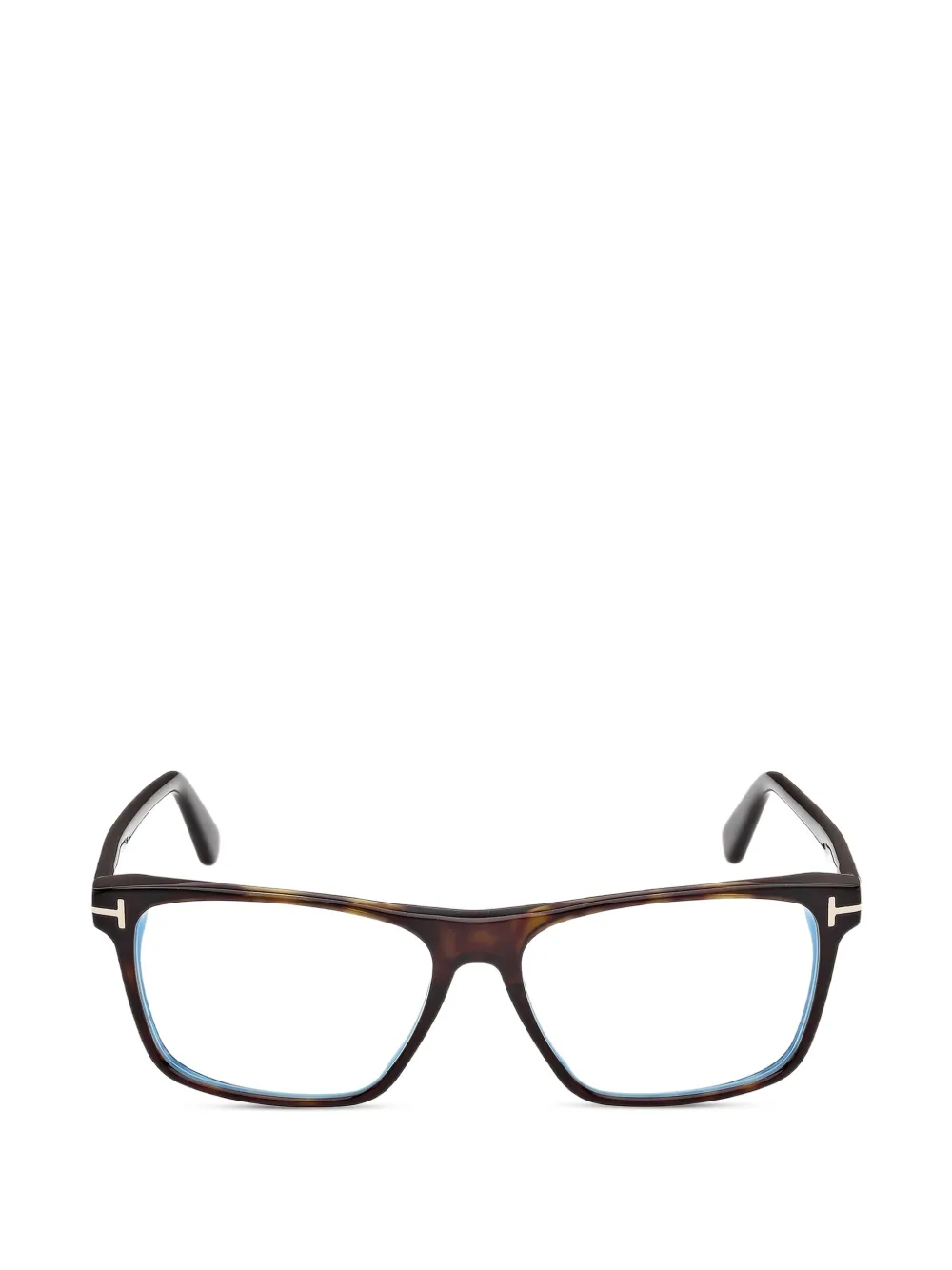 TOM FORD Eyewear T-logo rectangle-frame glasses - Marrone