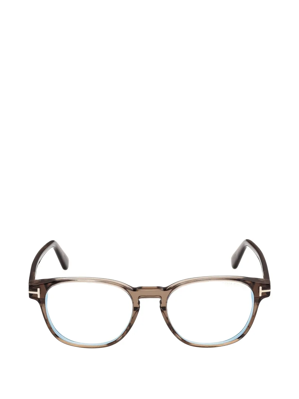 TOM FORD Eyewear T-logo round-frame glasses - Marrone