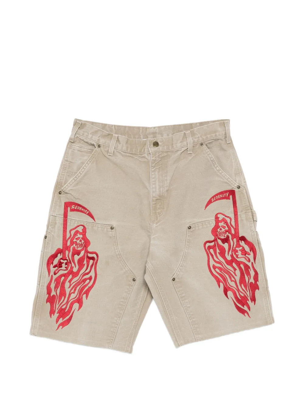 Warren Lotas graphic-print panelled shorts - Neutrals